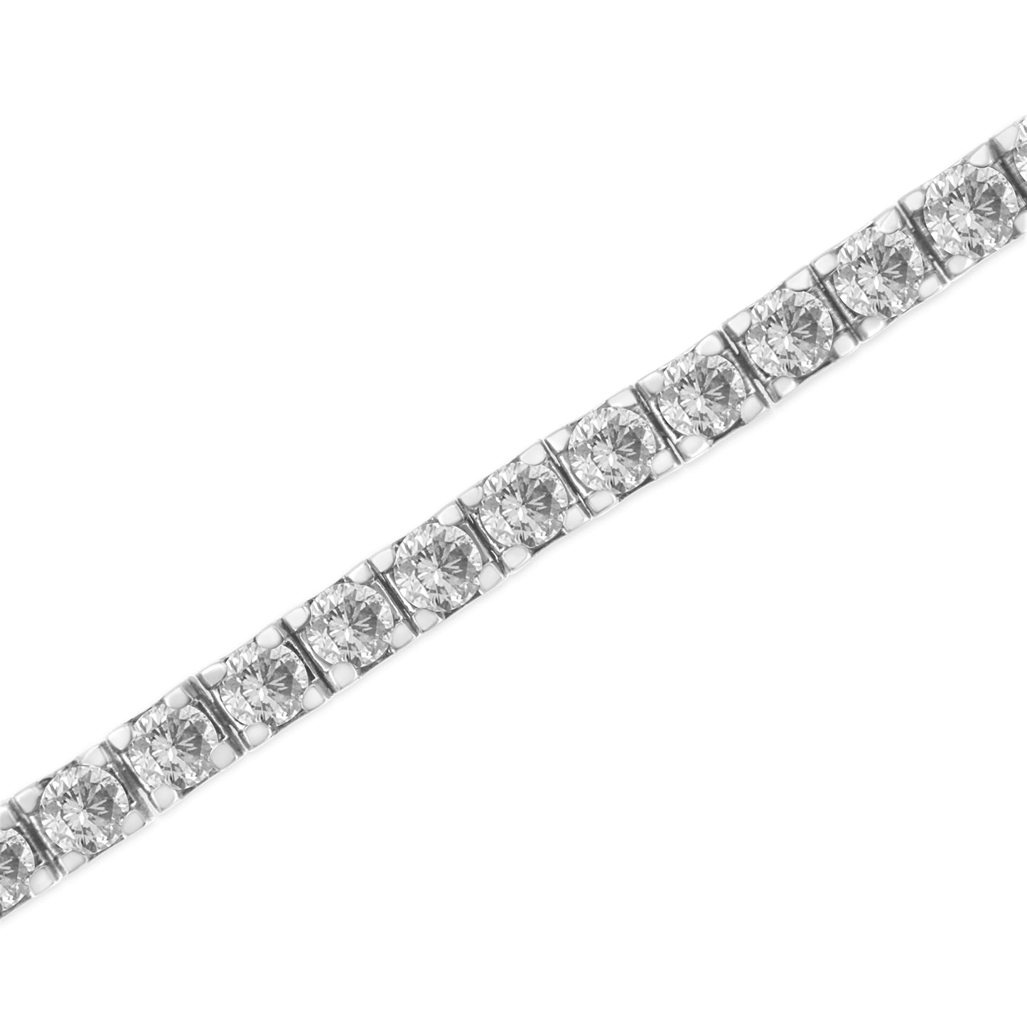 Pulsera clásica de tenis de oro blanco de 14 quilates con diamantes redondos cultivados en laboratorio de 5.00 quilates engastados en garras (color F-G, claridad VS2-SI1) - 7.25"