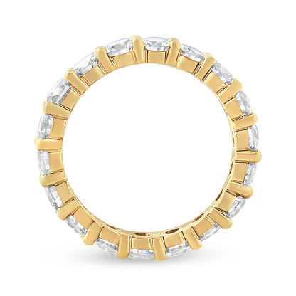 Anillo de eternidad de oro amarillo de 14K con diamantes de talla redonda de 3,00 Cttw engastados con puntas compartidas (color J-K, claridad VS1-VS2) - Talla de anillo 7