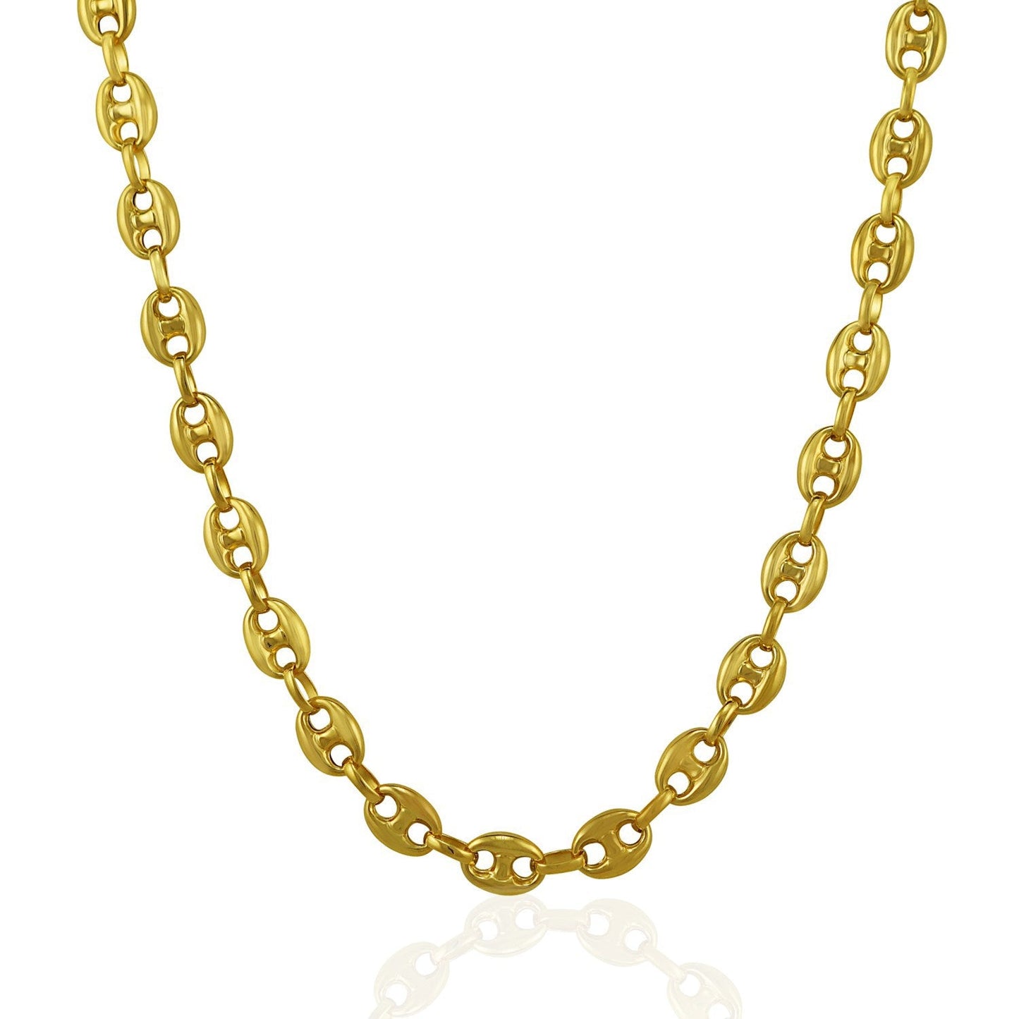 Cadena marinera inflada de oro amarillo de 14k de 6,9 mm