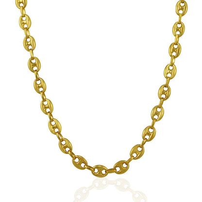 Cadena marinera inflada de oro amarillo de 14k de 6,9 mm
