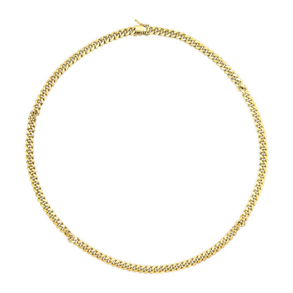 Cadena de oro amarillo macizo de 14 quilates de 6,1 mm estilo cubana clásica - 55,88 cm