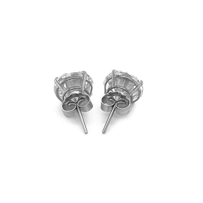 Pendientes de oro blanco de 14 quilates con circonita cúbica redonda de 8,0 mm