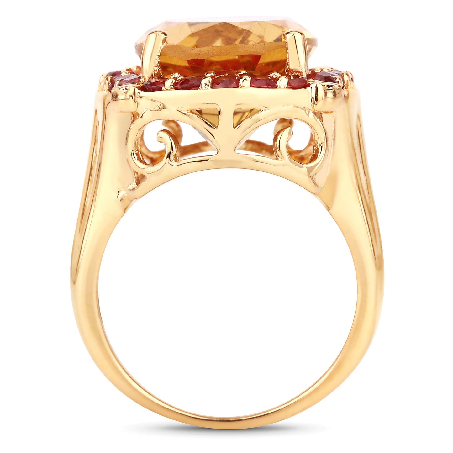 Anillo de plata de ley .925 con citrino genuino de 9,38 quilates y zafiro naranja