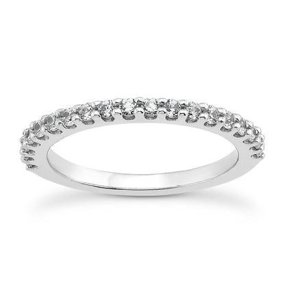 Anillo de boda de diamantes de oro blanco de 14 quilates con garras compartidas y engaste en U
