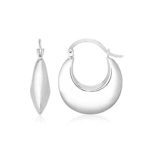 Pendientes de aro pulidos abombados de plata de ley
