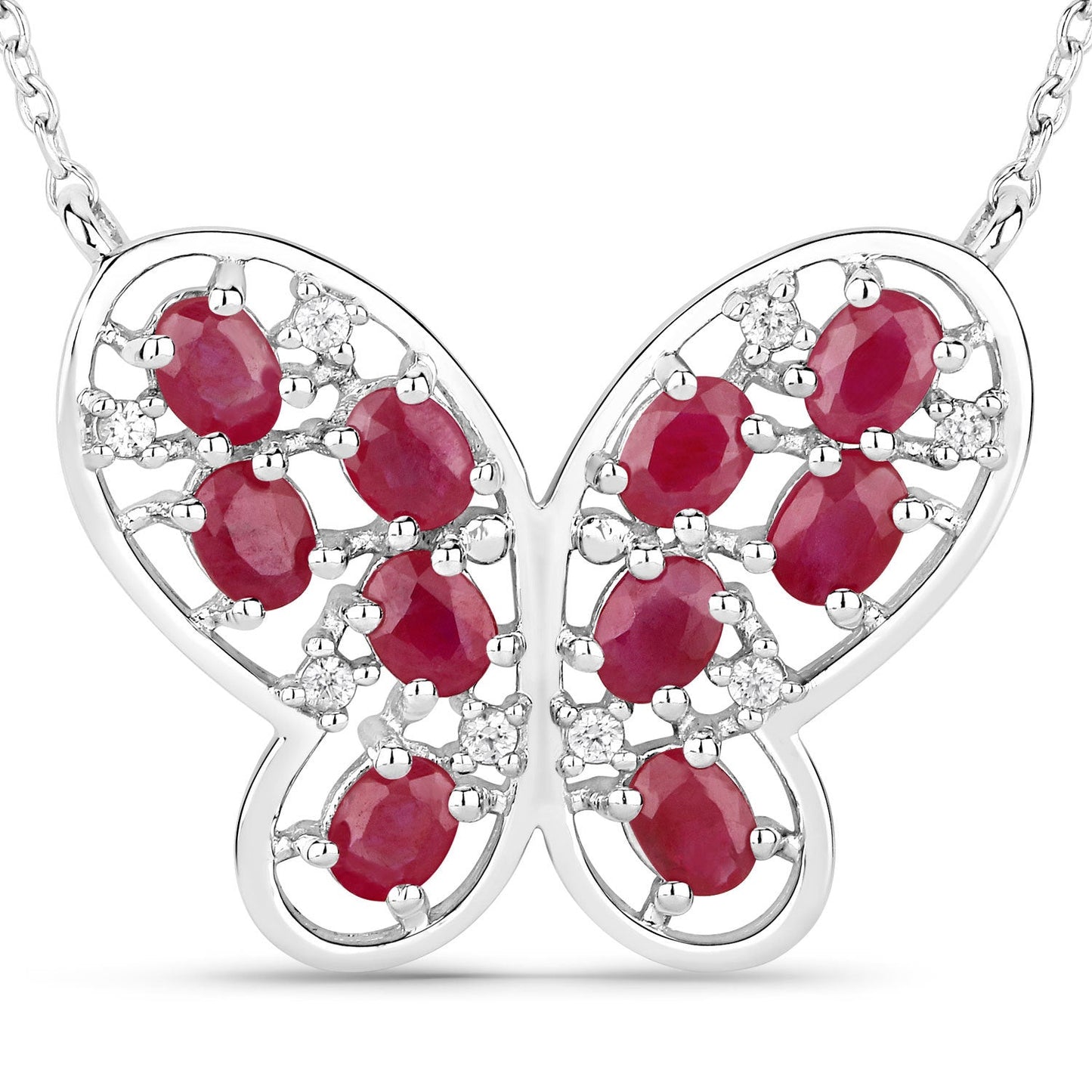 Collar de plata de ley .925 con rubí genuino de 2.36 quilates y circonitas blancas