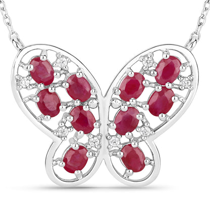 Collar de plata de ley .925 con rubí genuino de 2.36 quilates y circonitas blancas