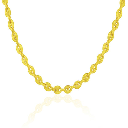 Cadena de eslabones Mariner abombados de oro amarillo de 14k de 4.7mm