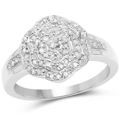 Anillo de plata de ley .925 chapado en oro amarillo de 14 quilates con diamantes blancos genuinos de 0.29 quilates