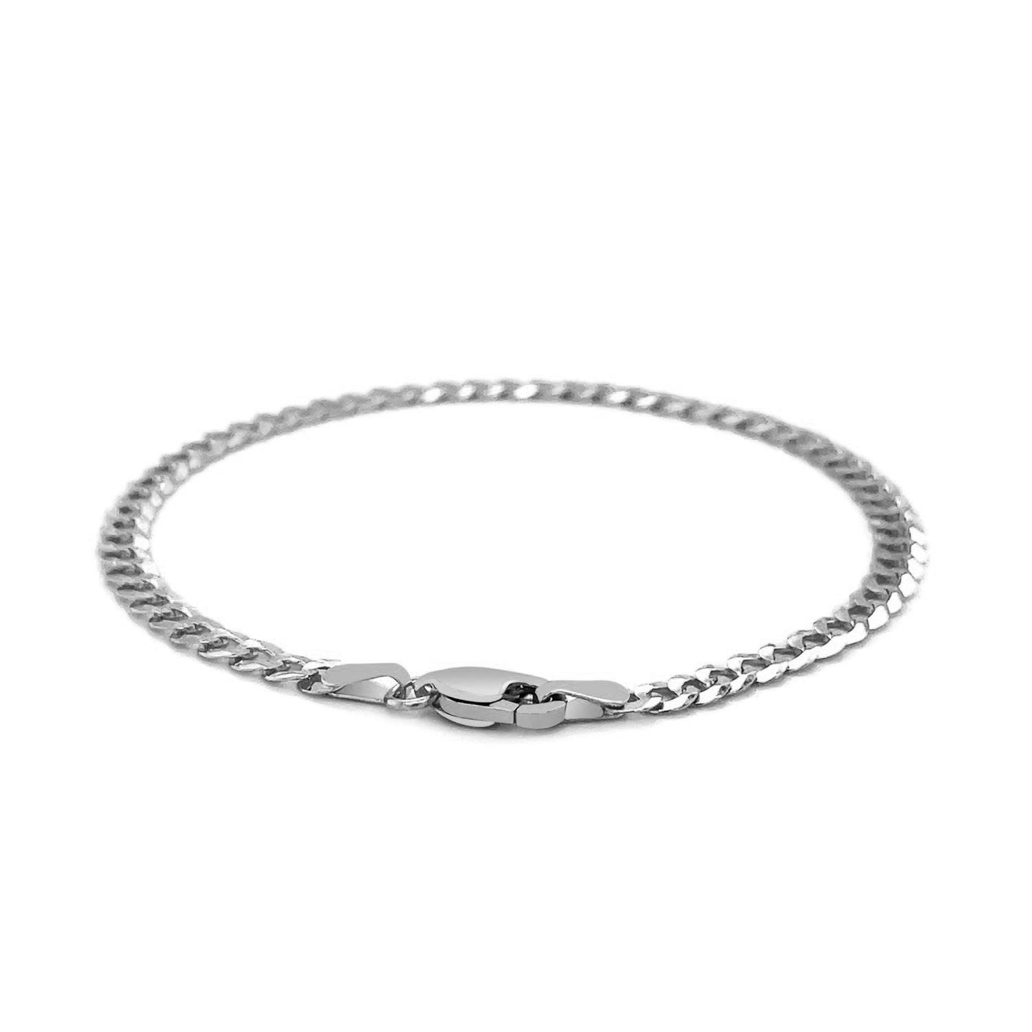 Pulsera de oro blanco macizo de 14k de 3.6mm estilo de cadena cubana