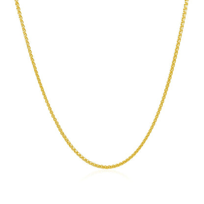 Cadena de Trigo Redonda de Oro Amarillo de 14k con Corte de Diamante 1.1mm