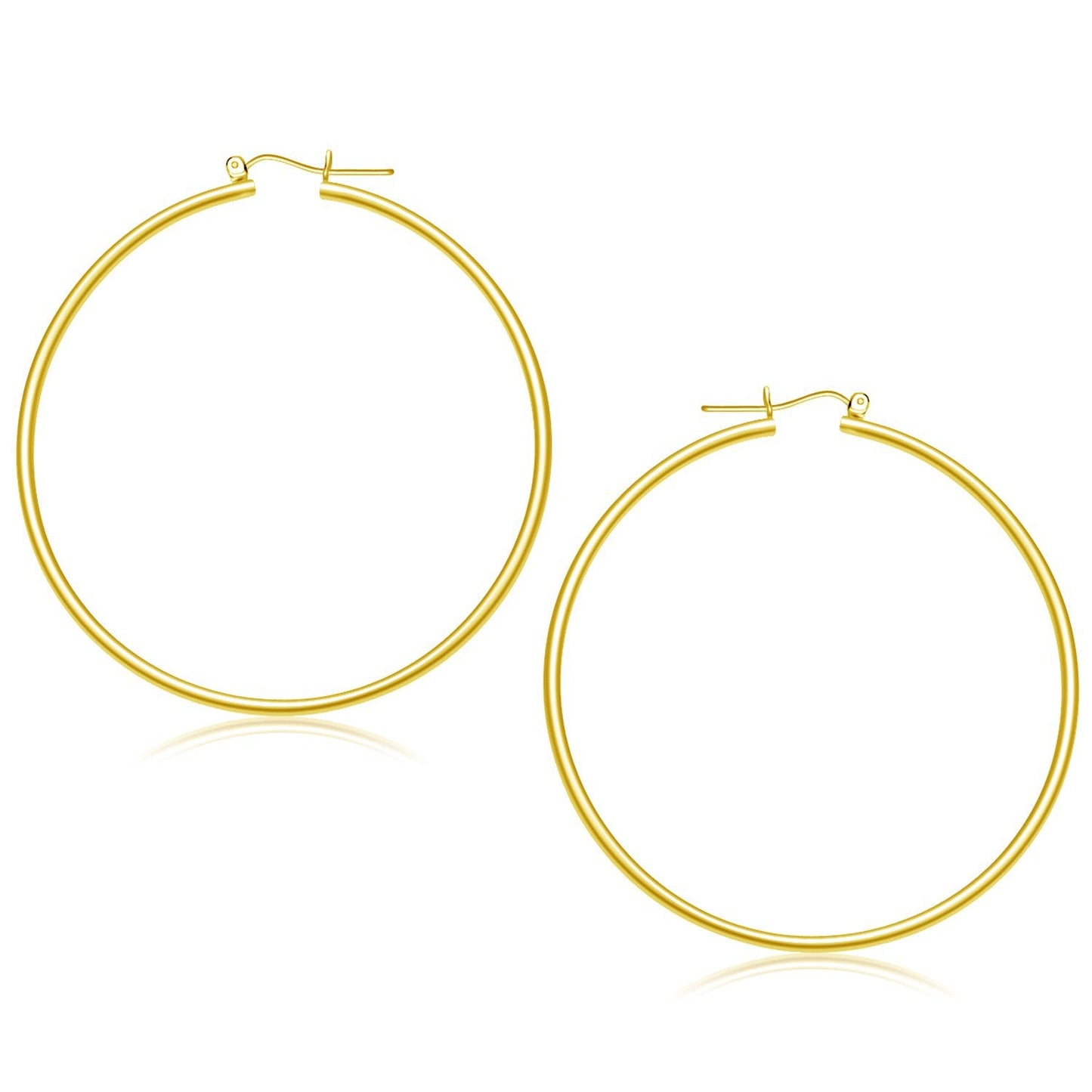 Aretes de aro pulidos de oro amarillo de 14k (55 mm)