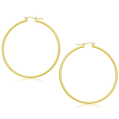 Aretes de aro pulidos de oro amarillo de 14k (55 mm)
