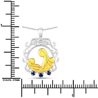 Colgante de plata de ley .925 con zafiro azul auténtico de 0,12 quilates
