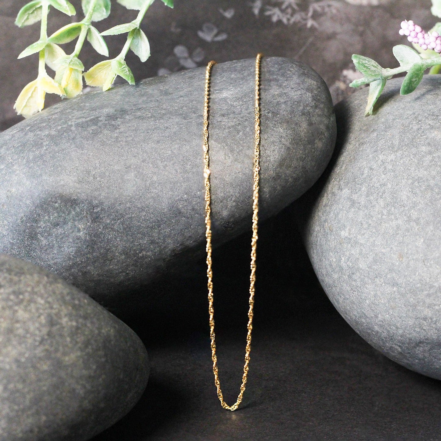Cadena Singapur de oro amarillo de 14k y 1,0 mm
