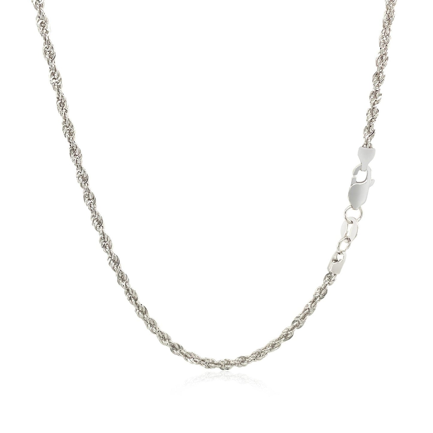 Cadena de cuerda ligera de oro blanco de 14k de 2.0mm