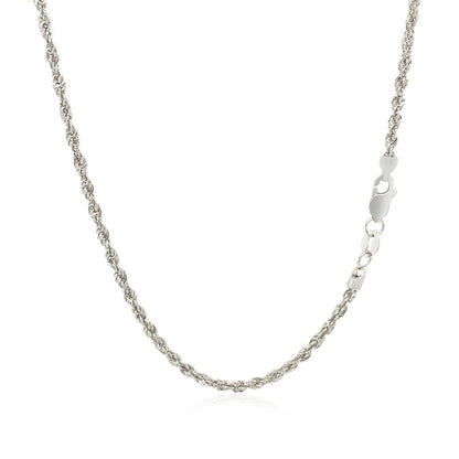 Cadena de cuerda ligera de oro blanco de 14k de 2.0mm