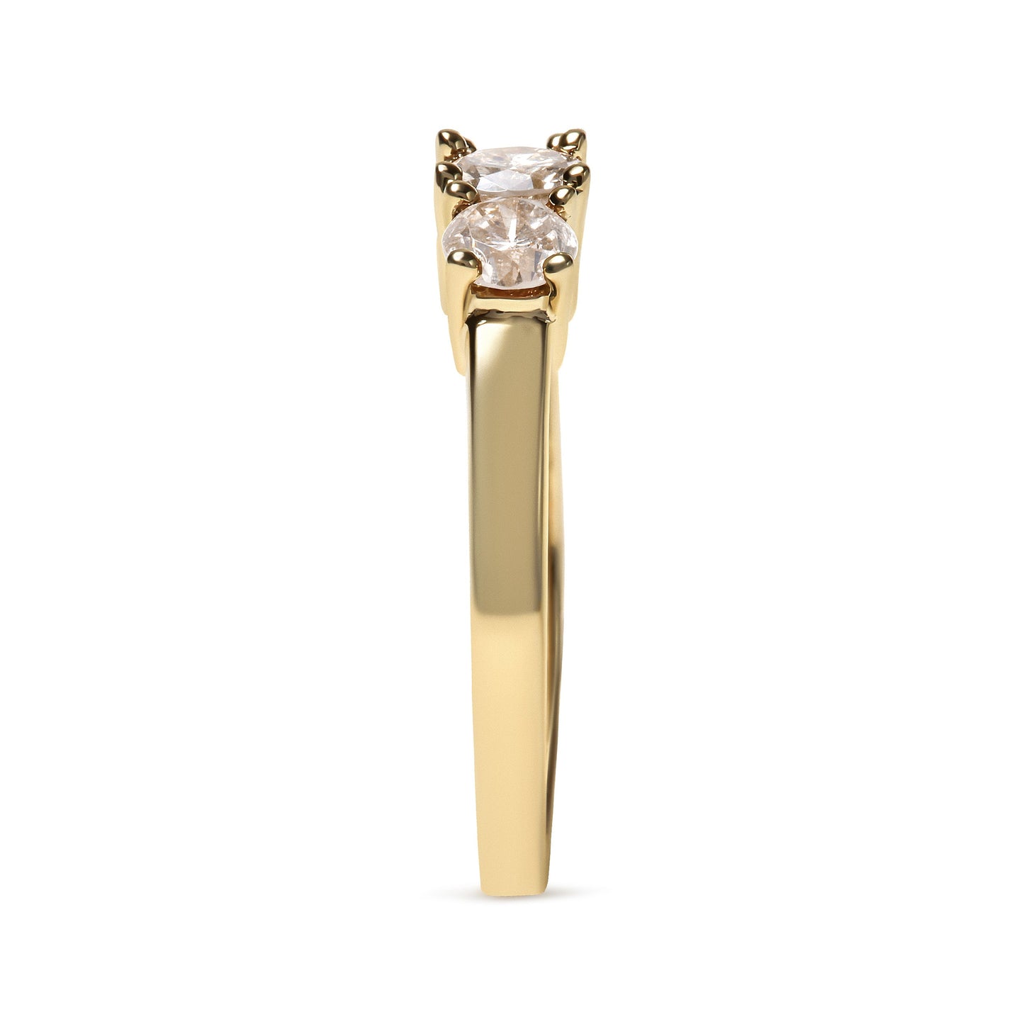 Anillo de banda de 3 piedras de oro amarillo de 10 quilates con diamantes color champán de 1,00 quilates en total (color J-K, claridad I1-I2) - Talla 7