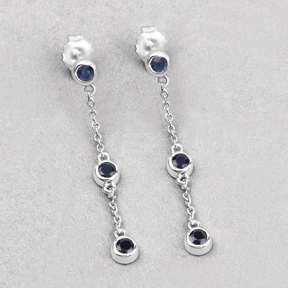 Aretes de zafiro azul genuino de 0,66 quilates de plata de ley .925