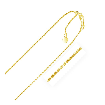 Cadena ajustable de oro amarillo de 14k de 1.0mm