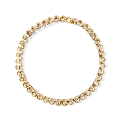 Pulsera de tenis con eslabones de hebilla de oro amarillo de 14K con diamantes de talla princesa engastados invisibles de 5.0 Cttw (Color H-I, Claridad SI2-I1) - Tamaño 7.25"
