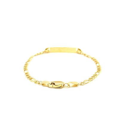 Pulsera de identificación infantil con eslabones Figaro de oro amarillo de 14k