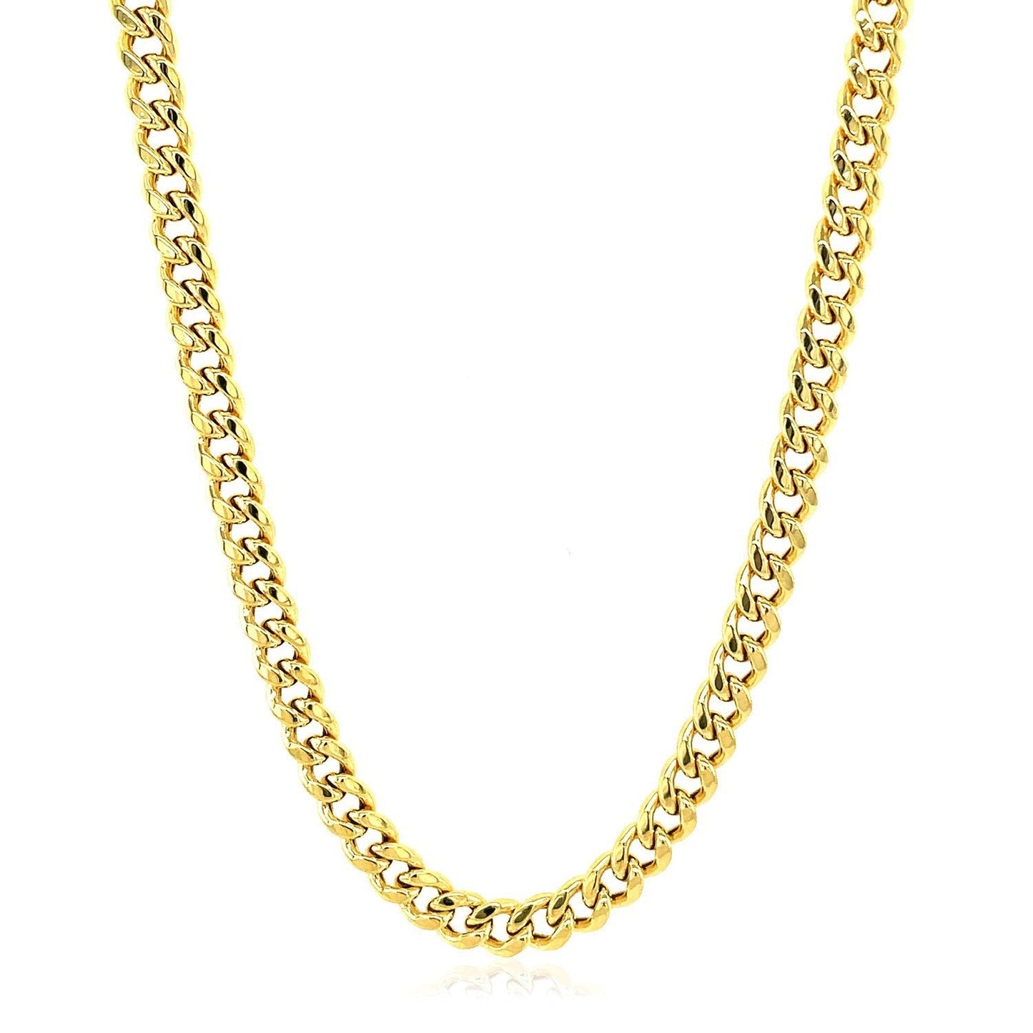 Cadena Cubana Miami Semisólida de Oro Amarillo de 10k (4.50 mm)