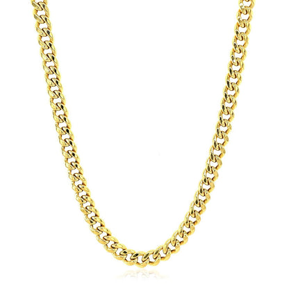 Cadena Cubana Miami Semisólida de Oro Amarillo de 10k (4.50 mm)