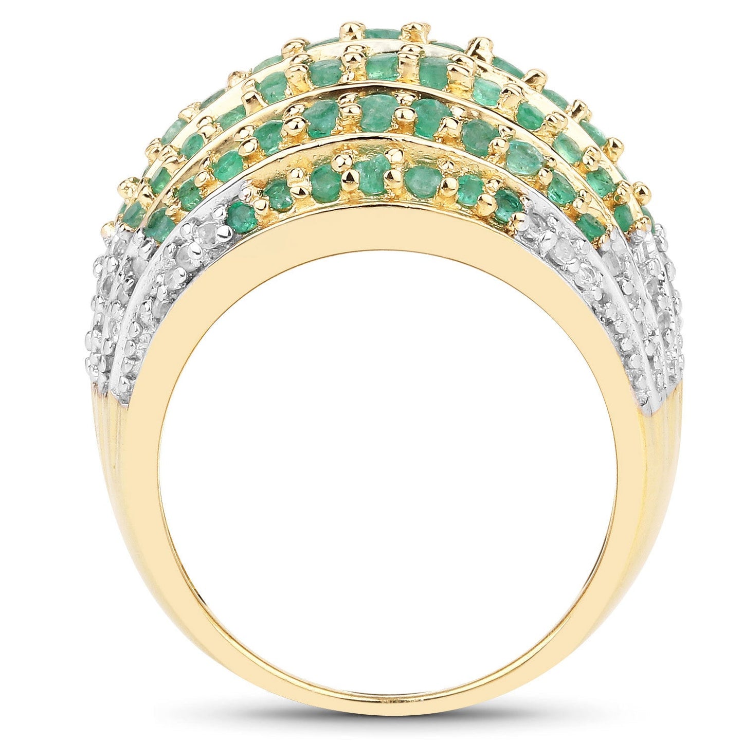 Anillo de plata de ley .925 con esmeralda zambiana auténtica de 2,16 quilates y topacio blanco