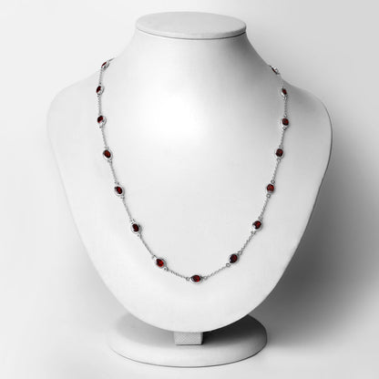 Collar de plata de ley .925 con granate genuino de 8.10 quilates