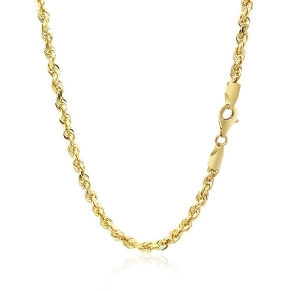 Cadena de soga sólida de oro amarillo de 10k de 3.5mm con corte de diamante