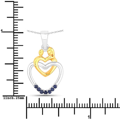 Colgante de plata esterlina .925 con zafiro azul genuino de 0,14 quilates