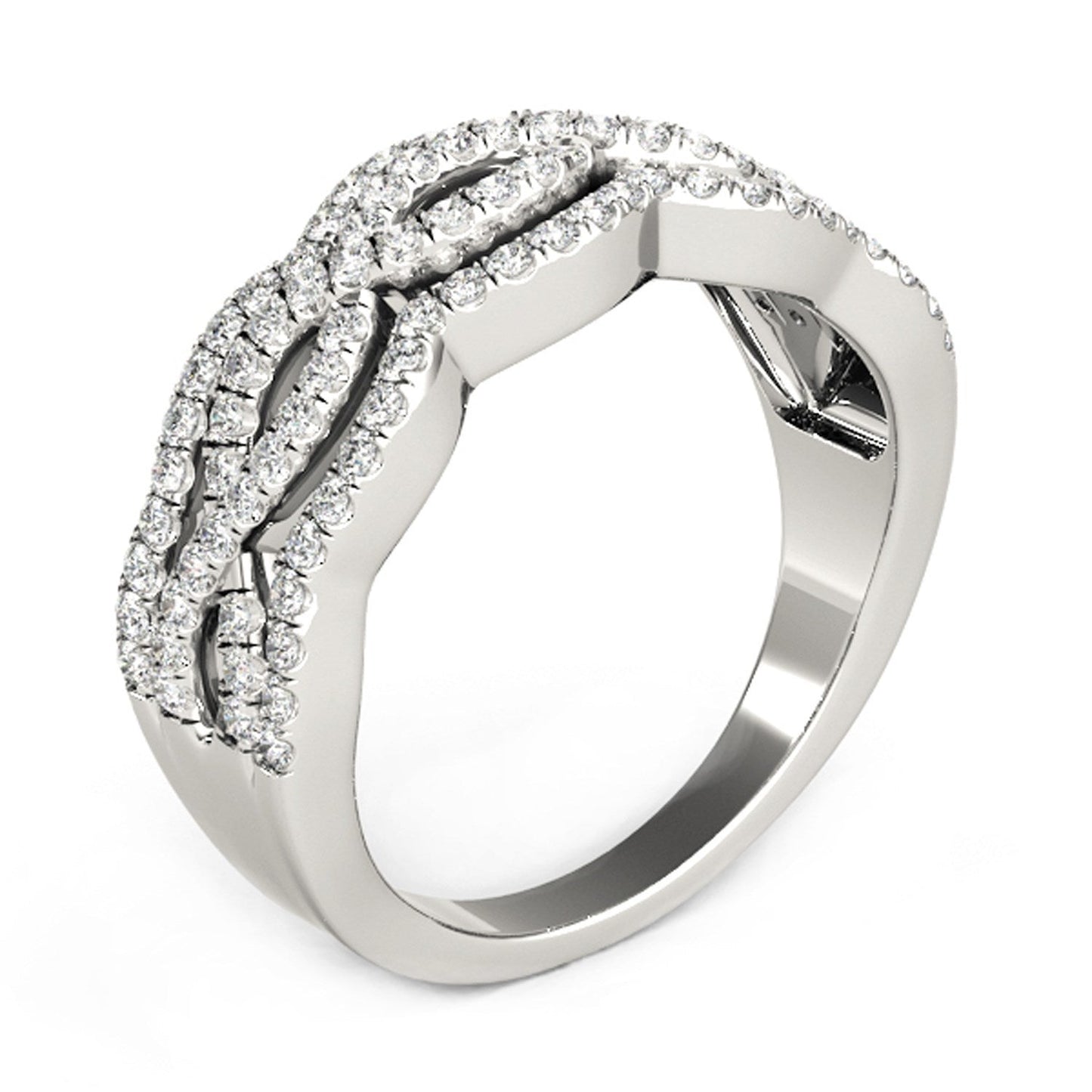 Anillo de oro blanco de 14k con cuatro curvas y diamantes (5/8 cttw)