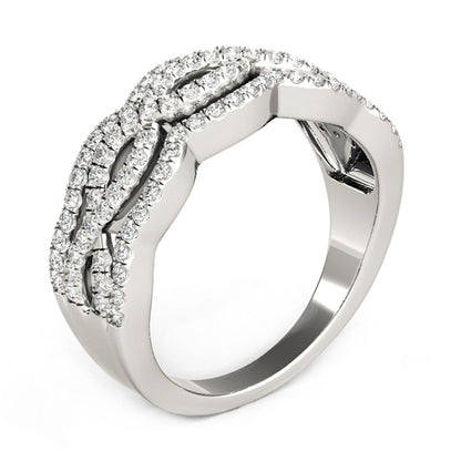 Anillo de oro blanco de 14k con cuatro curvas y diamantes (5/8 cttw)