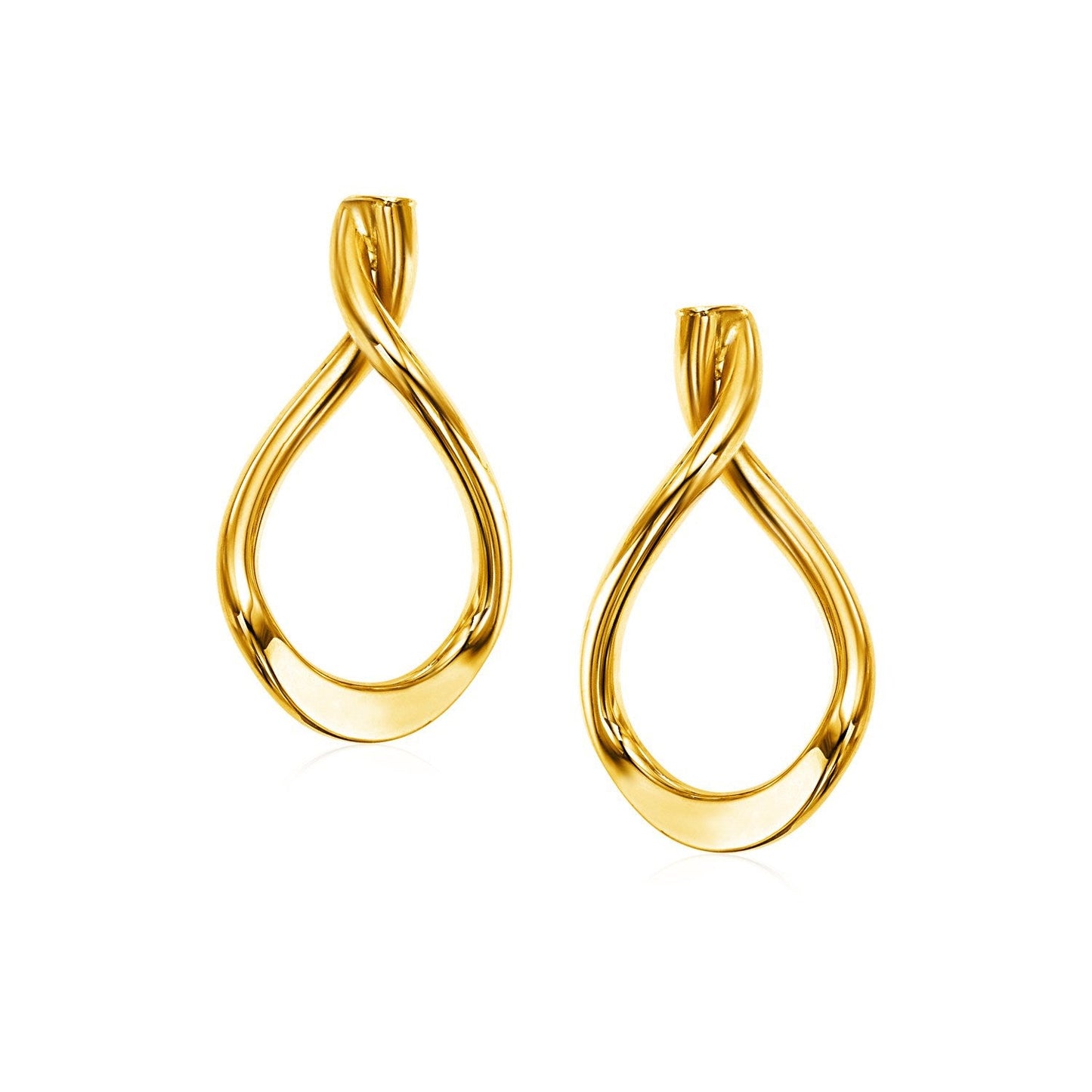 Pendientes de oro amarillo pulido de 14 quilates con forma de lágrima