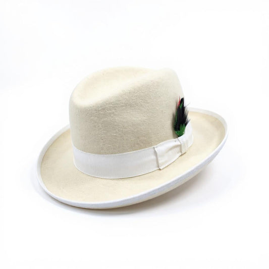 Ferrecci White Wool Felt Homburg Godfather Hat