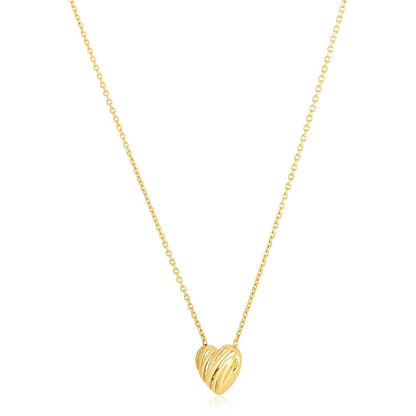 Collar Corazón de Garabatos en Oro Amarillo de 14k Pulido Brillante