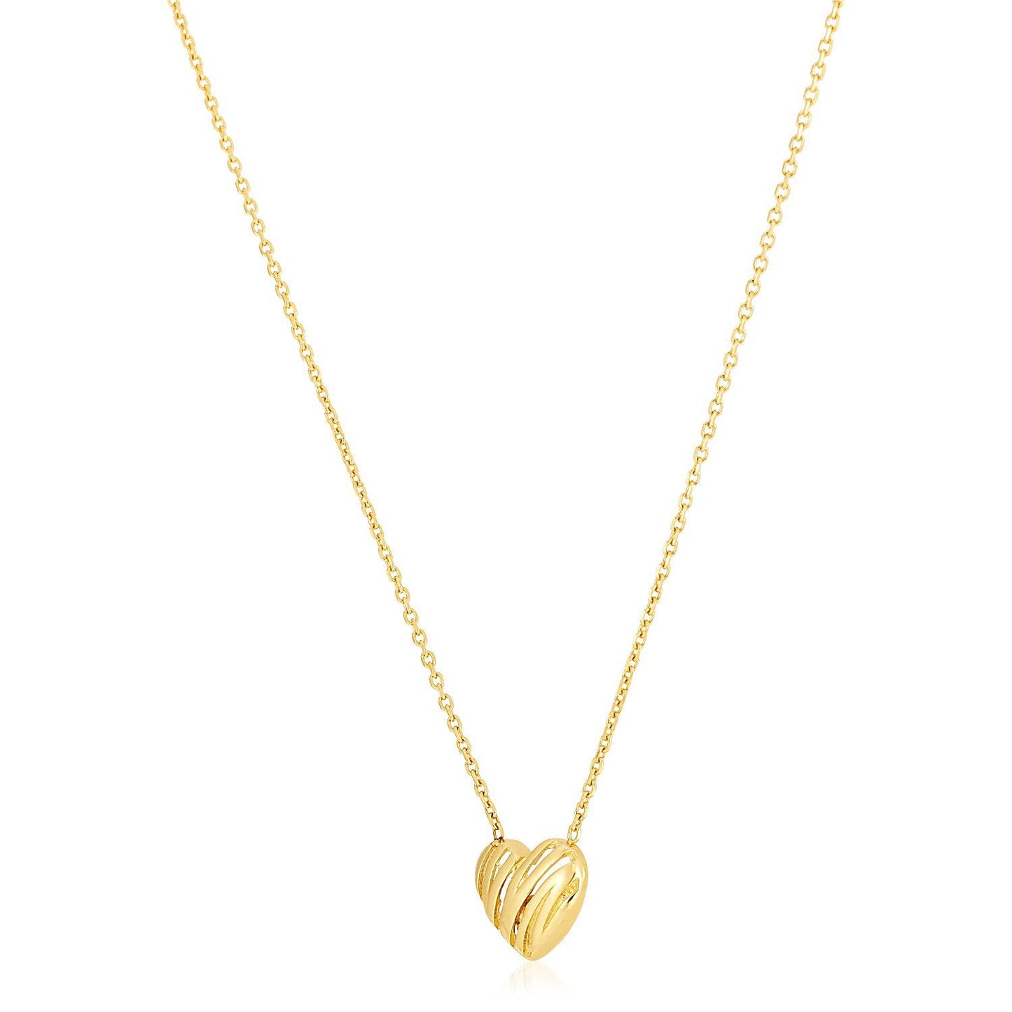 Collar Corazón de Garabatos en Oro Amarillo de 14k Pulido Brillante