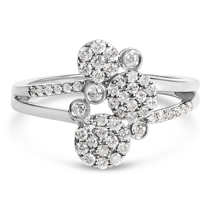 Anillo de desvío con dispersión de diamantes de 1/2 quilate de peso total (color I-J, claridad I1-I2) de plata de ley .925 con baño de oro rosa de 14K - Talla 7