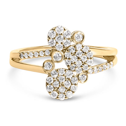Anillo de desvío con dispersión de diamantes de 1/2 quilate de peso total (color I-J, claridad I1-I2) de plata de ley .925 con baño de oro rosa de 14K - Talla 7