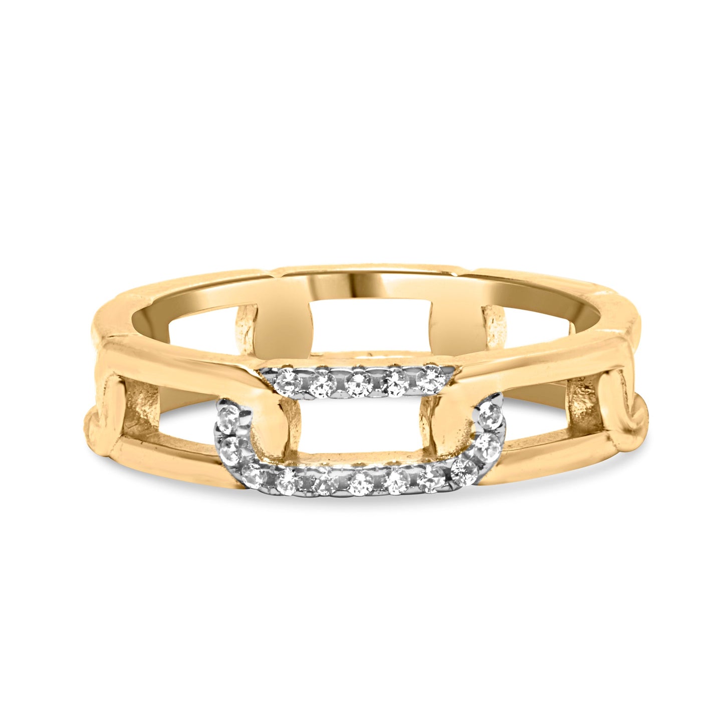 Anillo de oro amarillo de 10K con acentos de diamantes estilo clip (color I-J, claridad I2-I3) - Talla 7