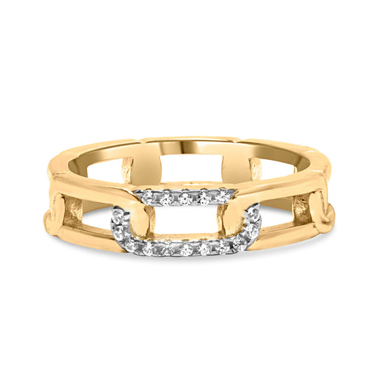 Anillo de oro amarillo de 10K con acentos de diamantes estilo clip (color I-J, claridad I2-I3) - Talla 7