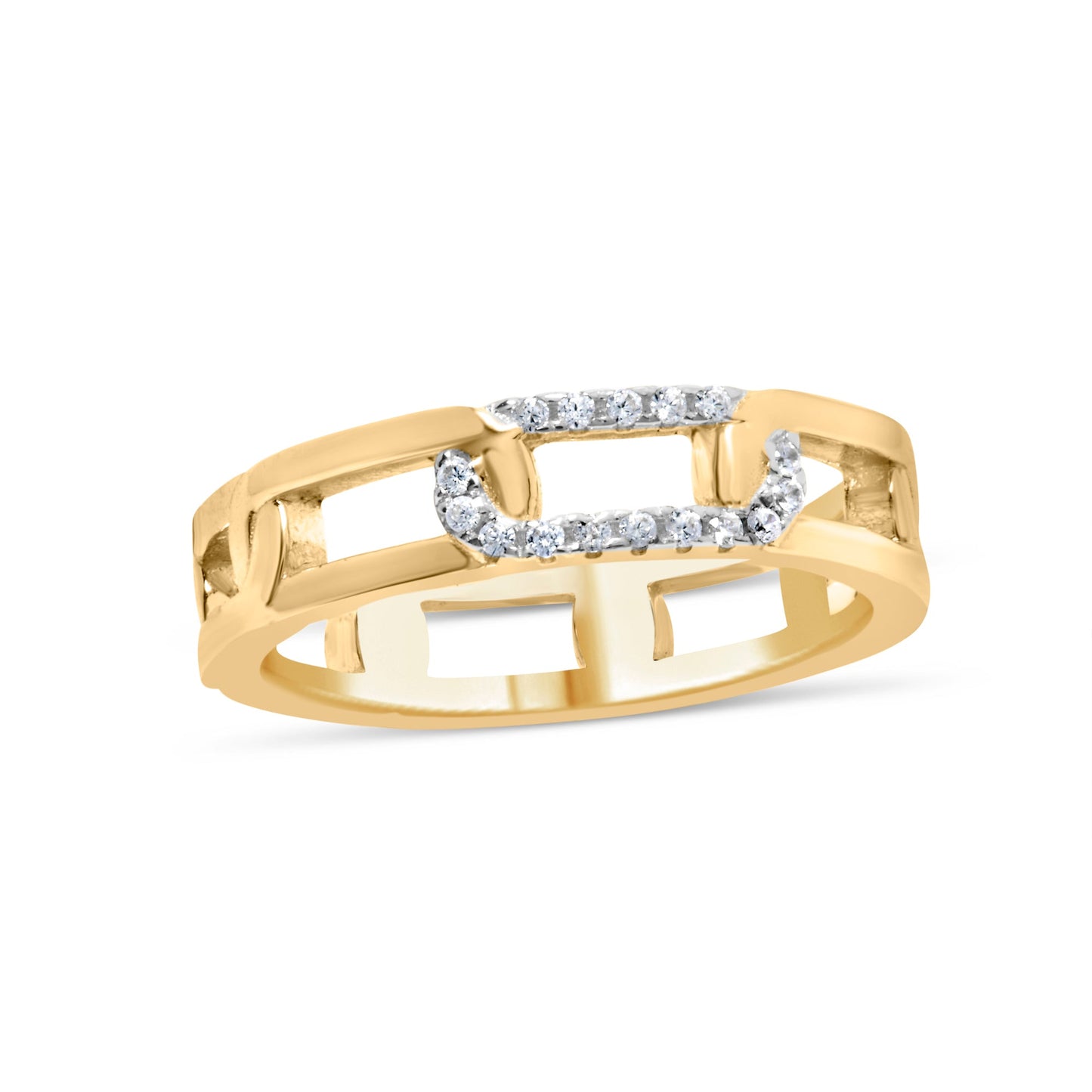 Anillo de oro amarillo de 10K con acentos de diamantes estilo clip (color I-J, claridad I2-I3) - Talla 7