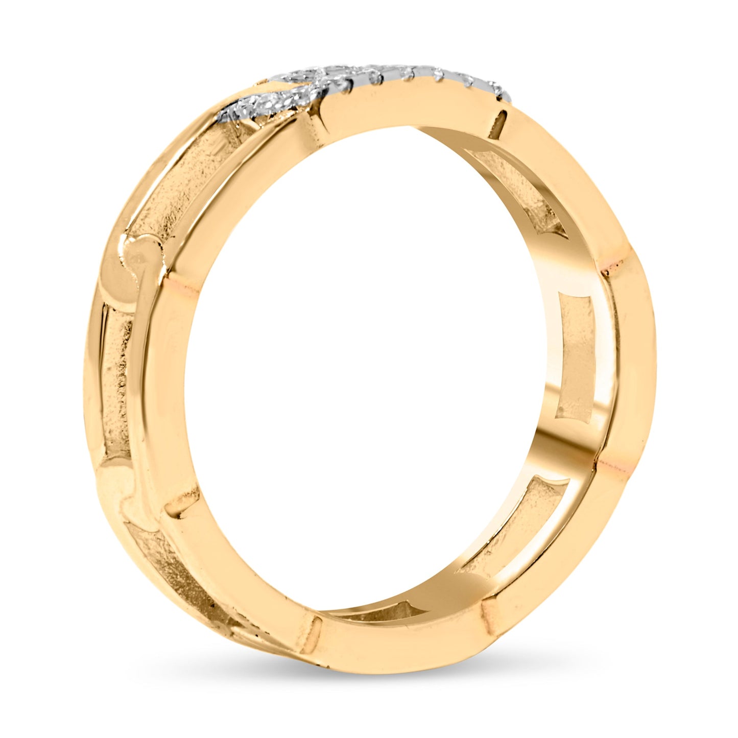 Anillo de oro amarillo de 10K con acentos de diamantes estilo clip (color I-J, claridad I2-I3) - Talla 7