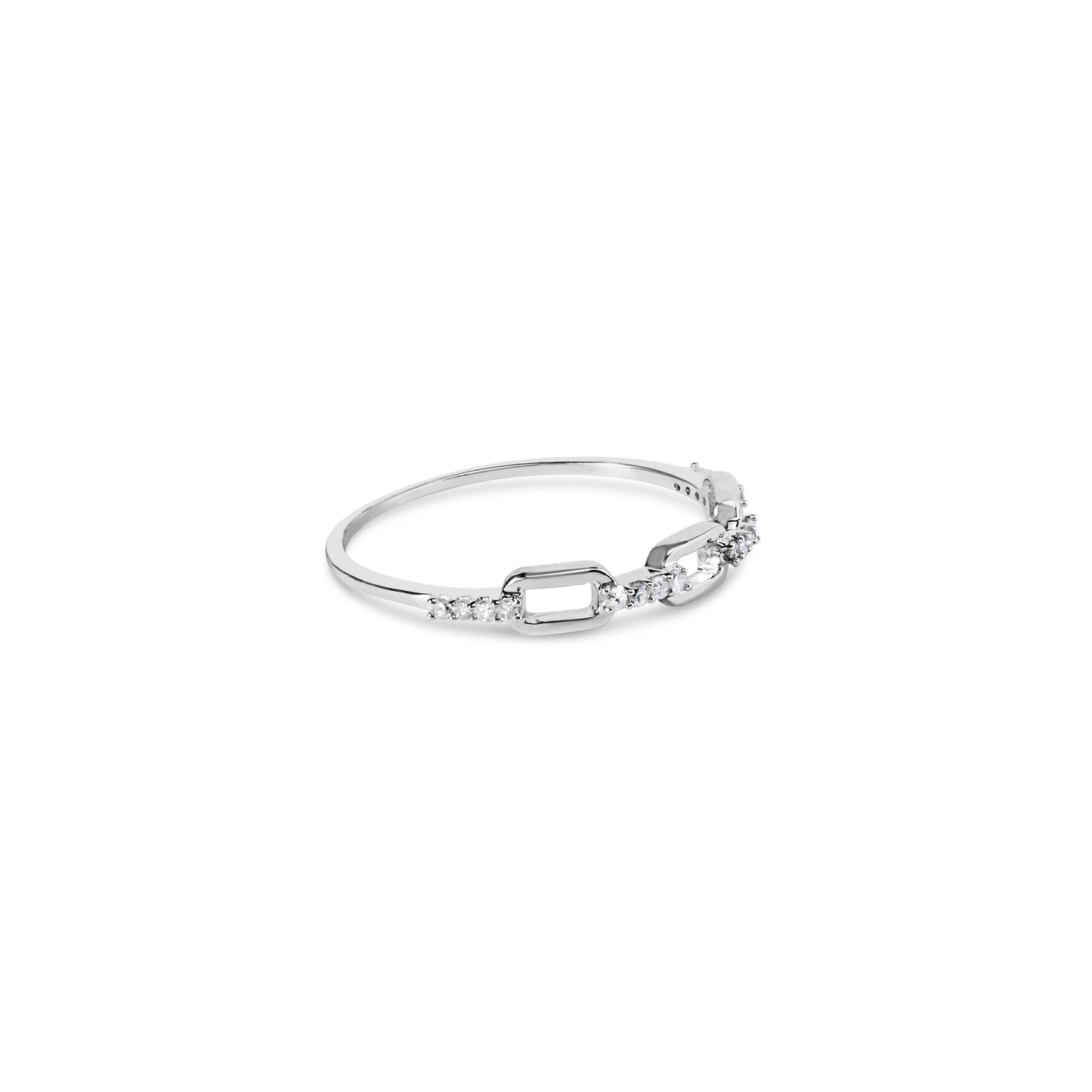 Anillo de banda con diseño de clip de plata de ley .925 con detalles de diamantes (color I-J, claridad I2-I3) - Talla de anillo 6
