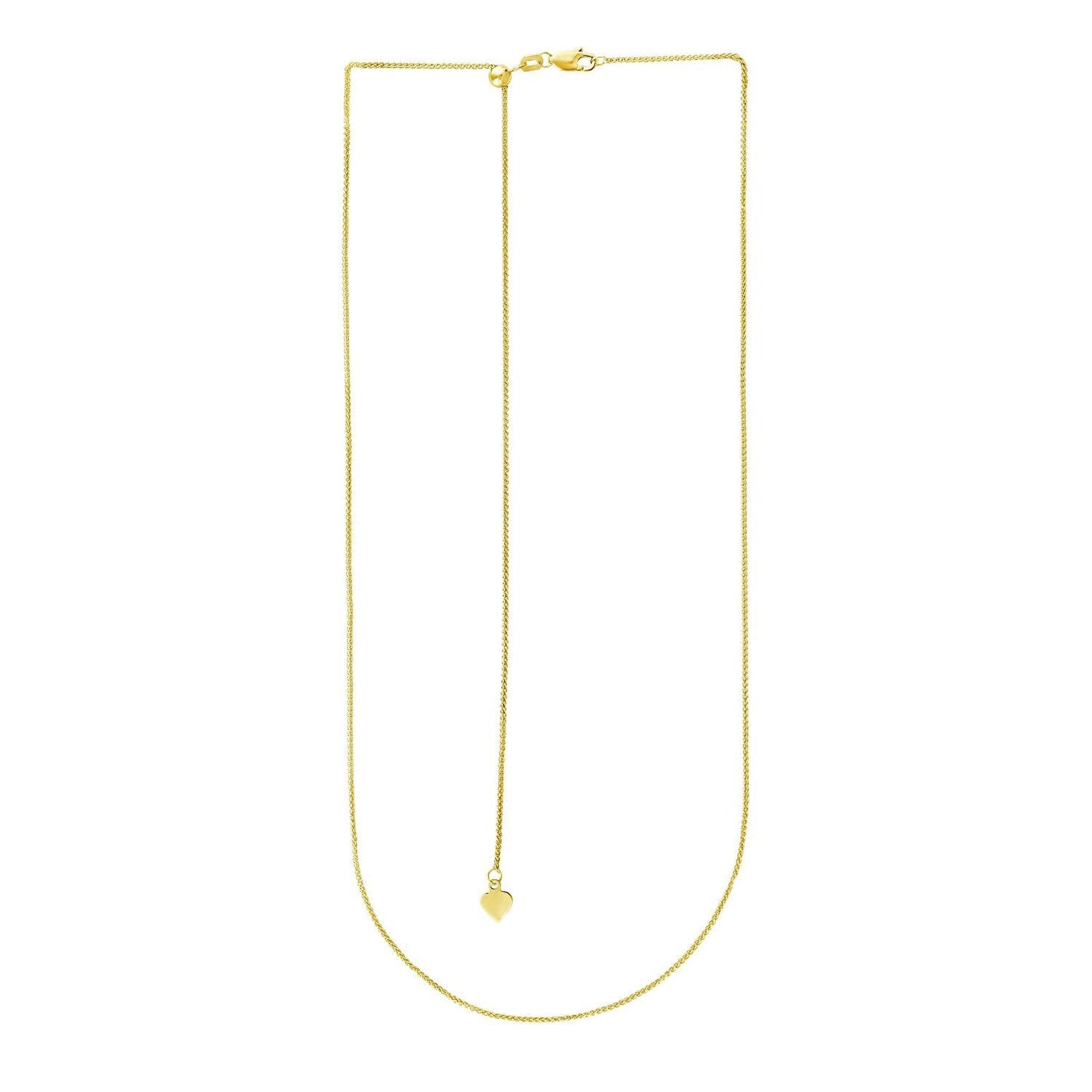 Cadena de trigo ajustable de oro amarillo de 14k y 1.0mm