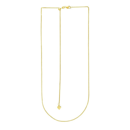 Cadena de trigo ajustable de oro amarillo de 14k y 1.0mm