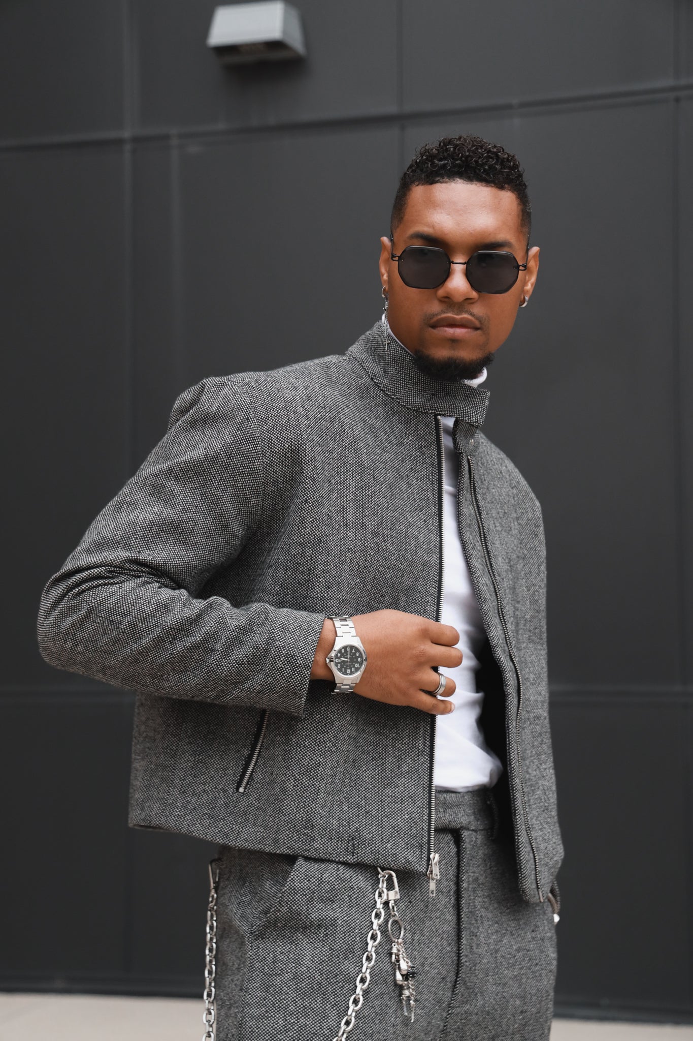 Men 40mm Military Dial Stainless Steel Bracelet watch