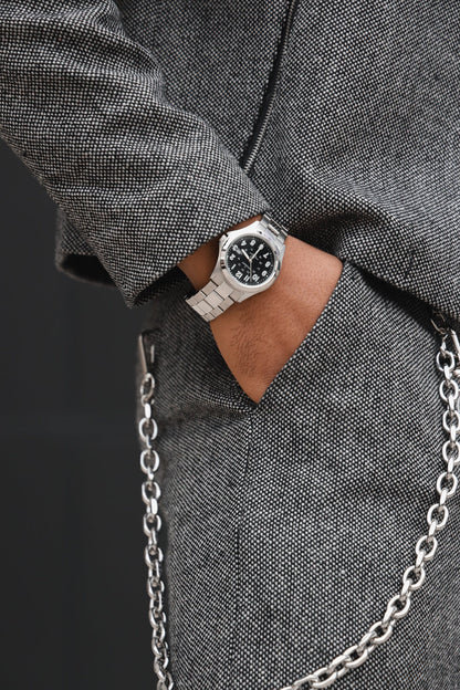 Men 40mm Military Dial Stainless Steel Bracelet watch