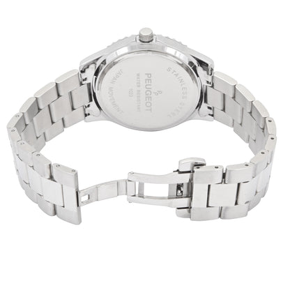 Men's 40mm Black Dial Sport Bezel Stainless Steel Bracelet Watch